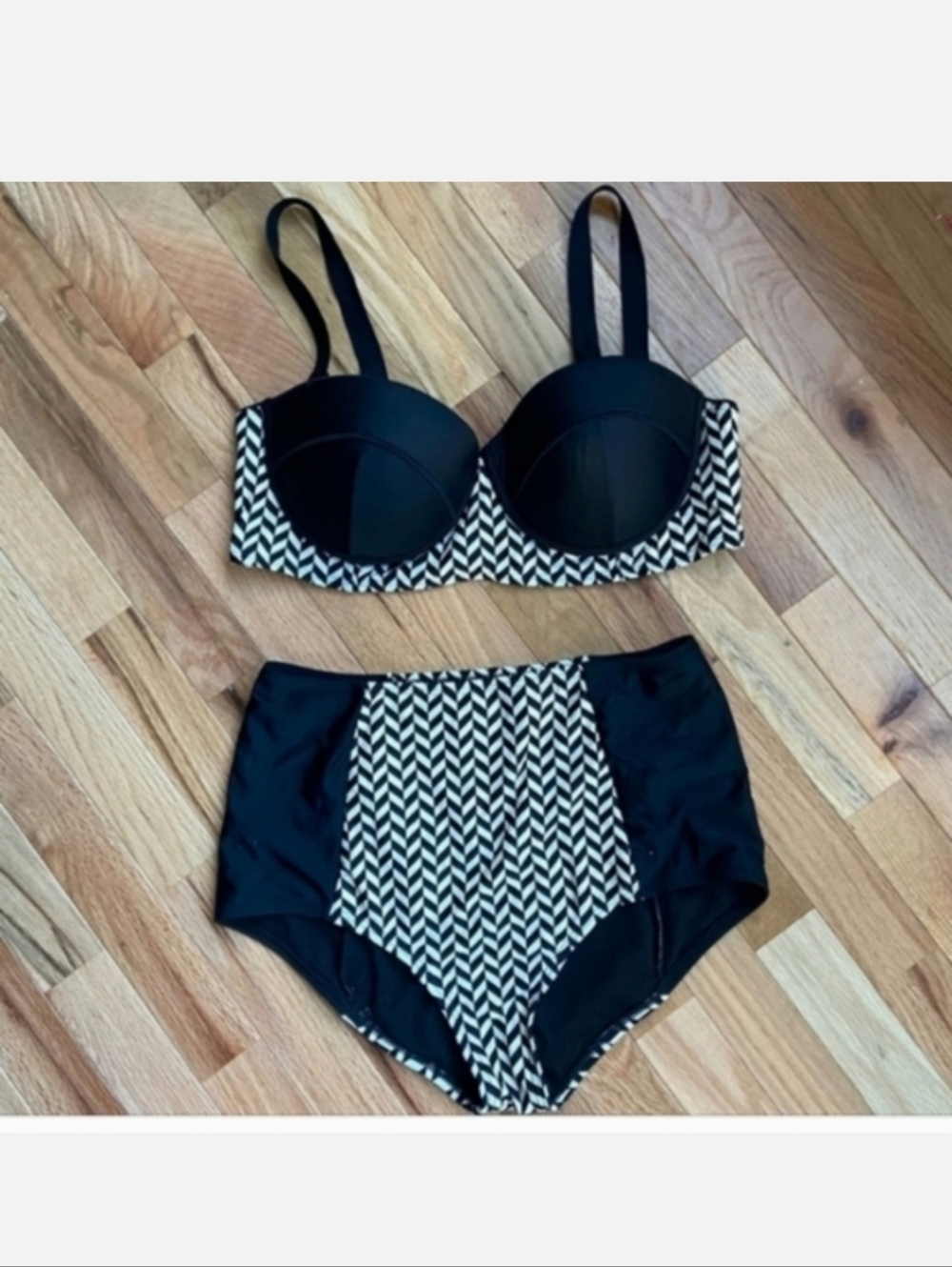Swimsuits for All | Chevron Print Bikini Top & High Waist Swim Bottom 10-12